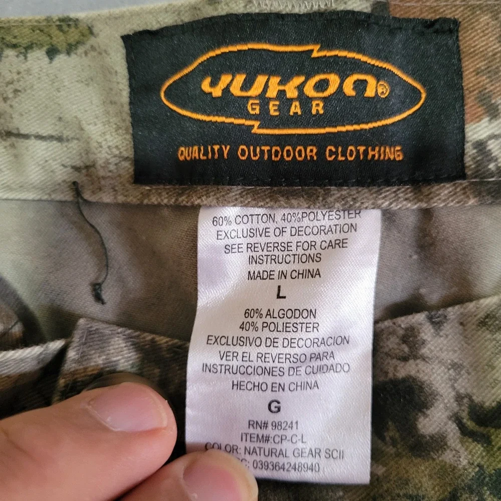 Yukon Gear Mens Natural Gear SCII Camo Cargo Hunting Pants Size L Adjustable